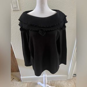 Women’s Top, Lennie for Nina Leonard, Black, Full Sleeve, Neck Detail, Size L